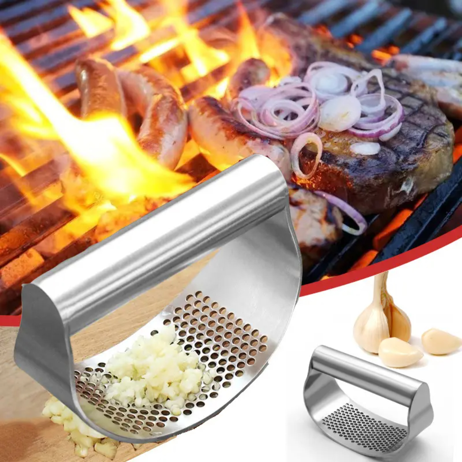 Manual Garlic Press - Multifunctional Stainless Steel Manual Garlic Press