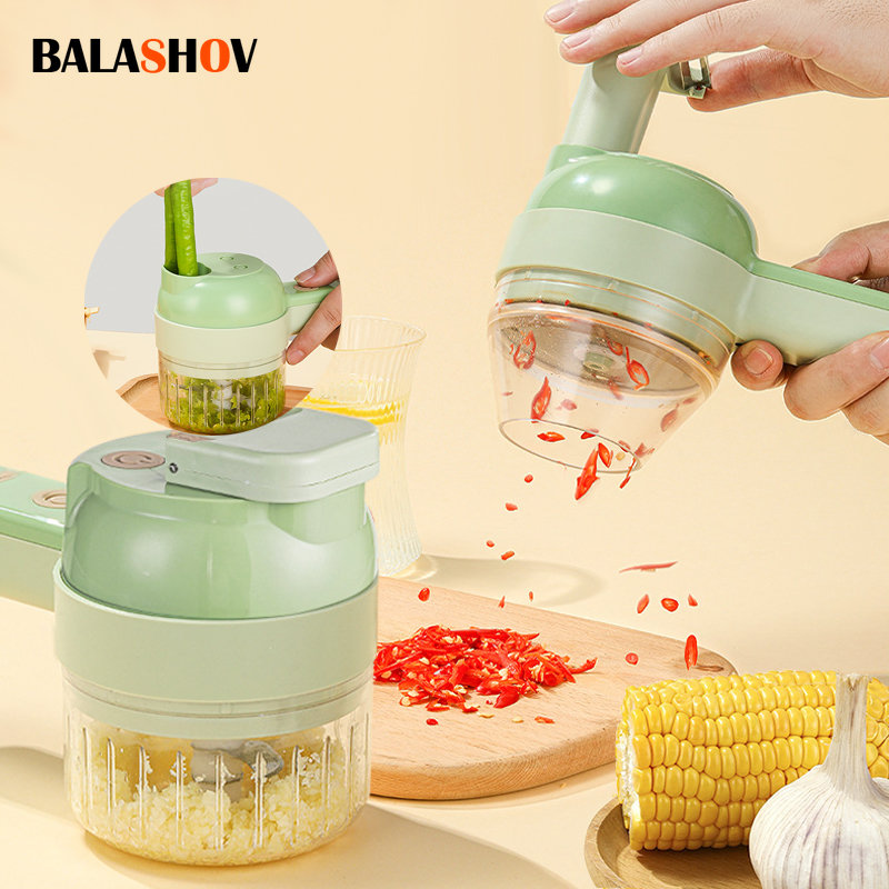Kitchen Gadgets Machine - 4In1 Electric Vegetable Cutter Set Handheld