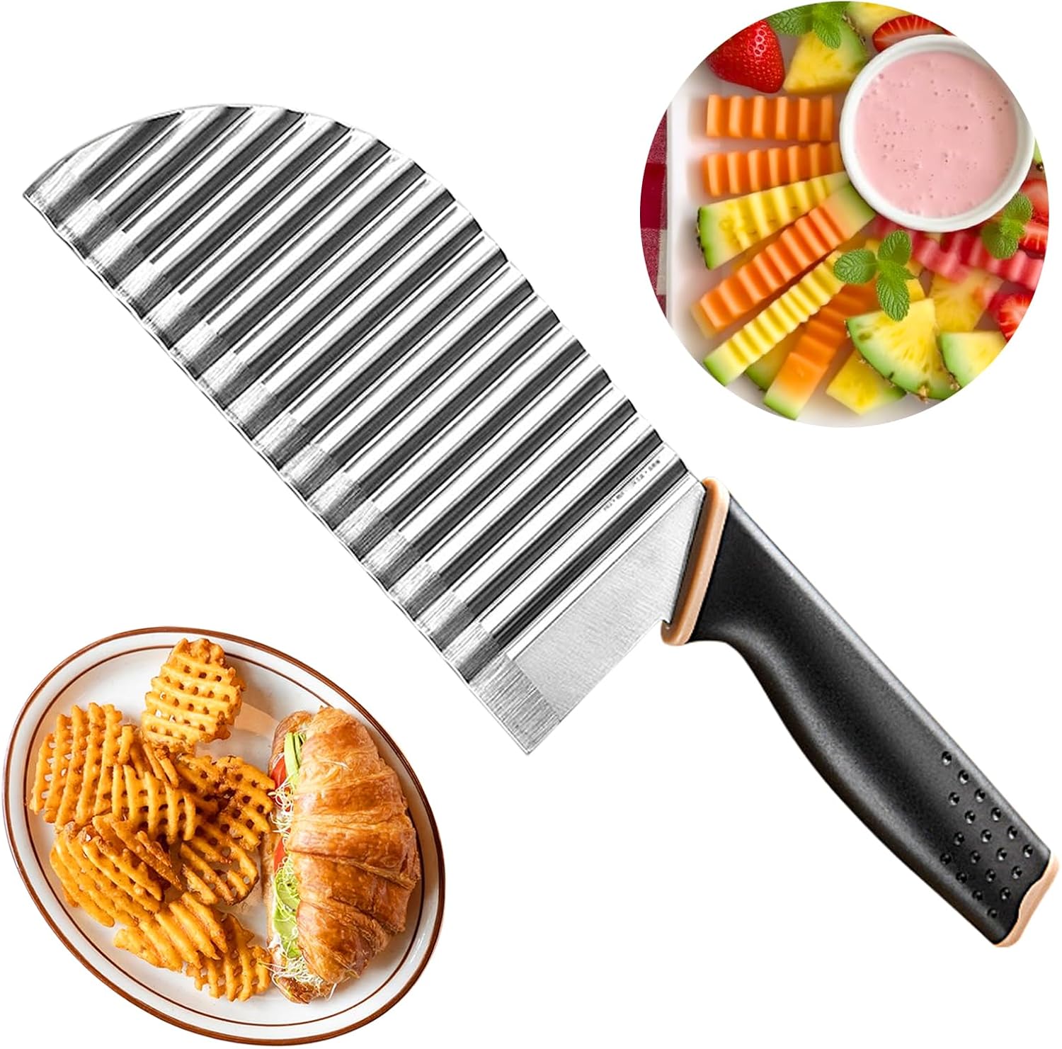 Kitchen Gadgets Vegetable Cutter - Large Crinkle Cutter Wave Potato Slicer,