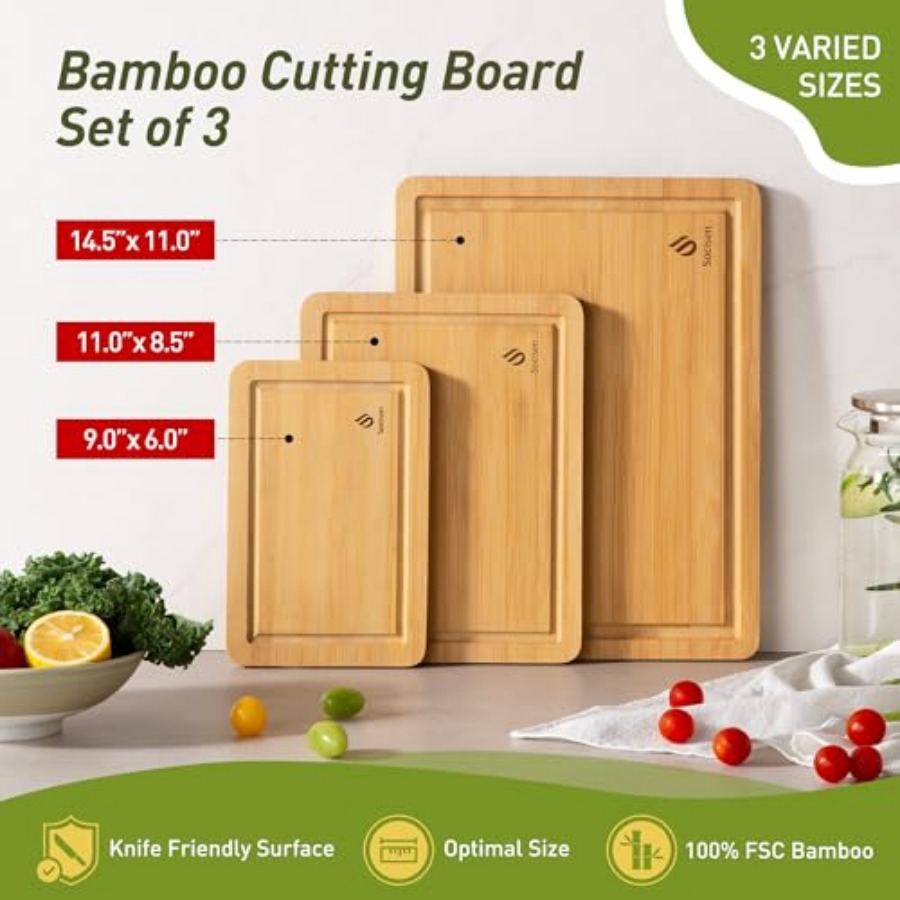Bamboo Cutting Board Set Non S - Kitchen Gadgets To Have recension och pris