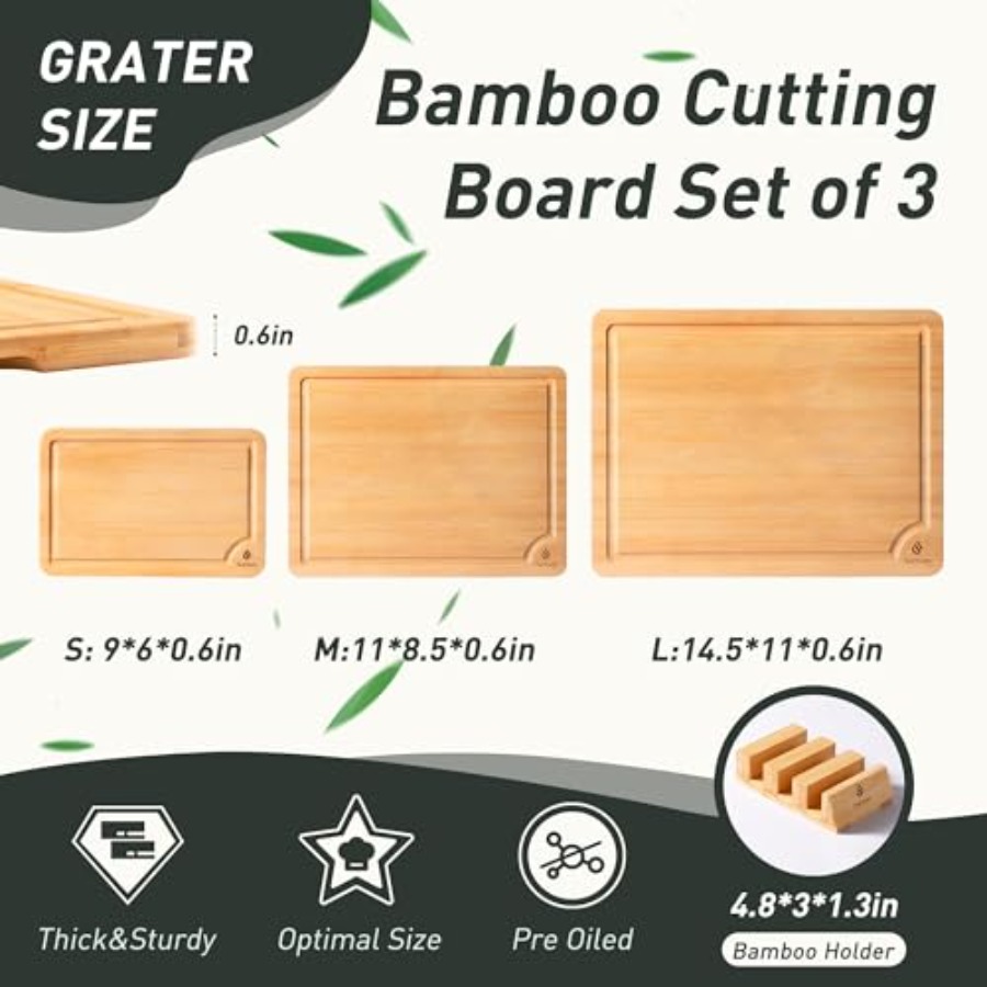Bamboo Cutting Board Set Non S - Kitchen Gadgets To Have recension och pris